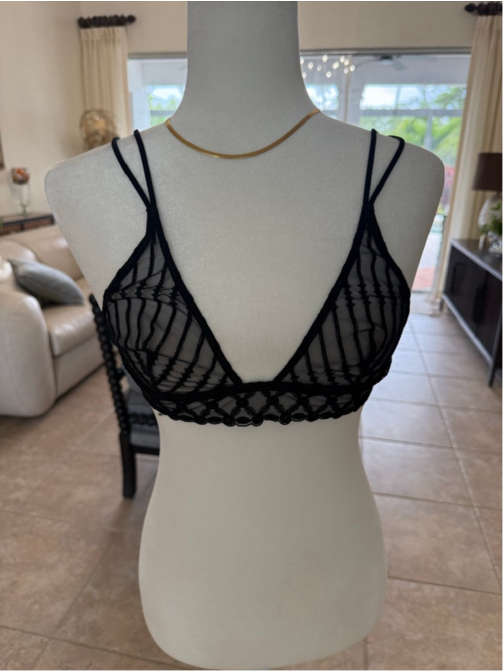LA PERLA Black Sheer Bralette Size 34, several rows on hook closure. Luxurious